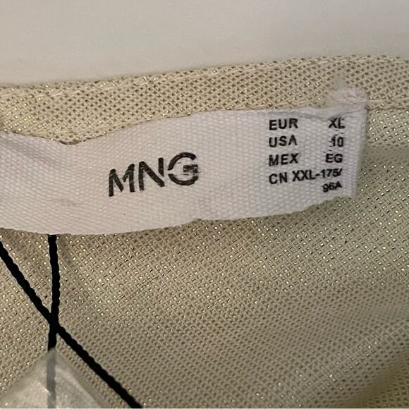 MNG Cream N Metallic Gold Cotton Blend Artist Boho Maxi Shirt Dress NWT Size 10 - Picture 8 of 13